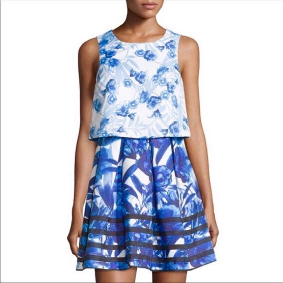 NWT ROMEO + JULIET COUTURE Sleeveless Floral Layered Dress L - Picture 3 of 8